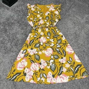 LOFT Yellow Floral Dress